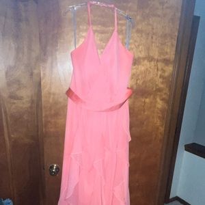 Floor length David’s bridal bridesmaid dress